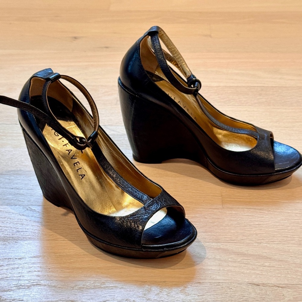 Black Wedge Sandals